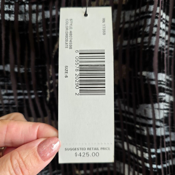 NWT $425 Linda Allard for Ellen Tracy Brown/Black Dress 100% Rayon Size 6 - Picture 4 of 8